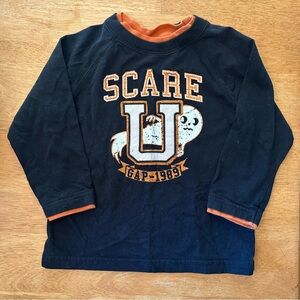 GAP Black and Orange Halloween Long Sleeve Tee with 'Scare U' Design